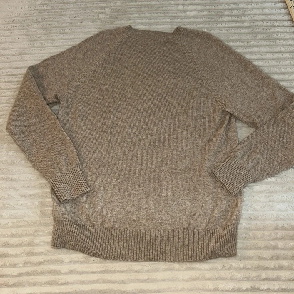 J.CREW Tan Wool Blend Crew Neck Pullover Sweater Sz L Preppy Academic Beige